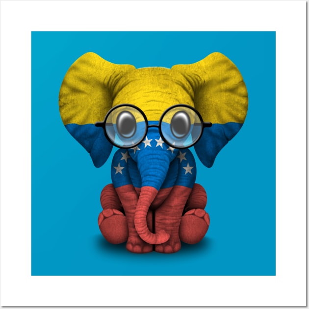 Baby Elephant with Glasses and Venezuelan Flag Wall Art by jeffbartels